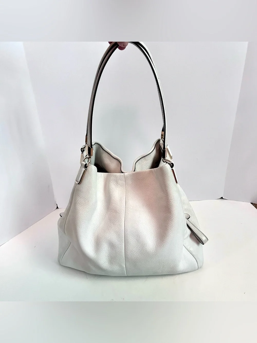 Coach Madison Phoebe Shoulder Bag Chalk Pebbled Leather A1481-26224